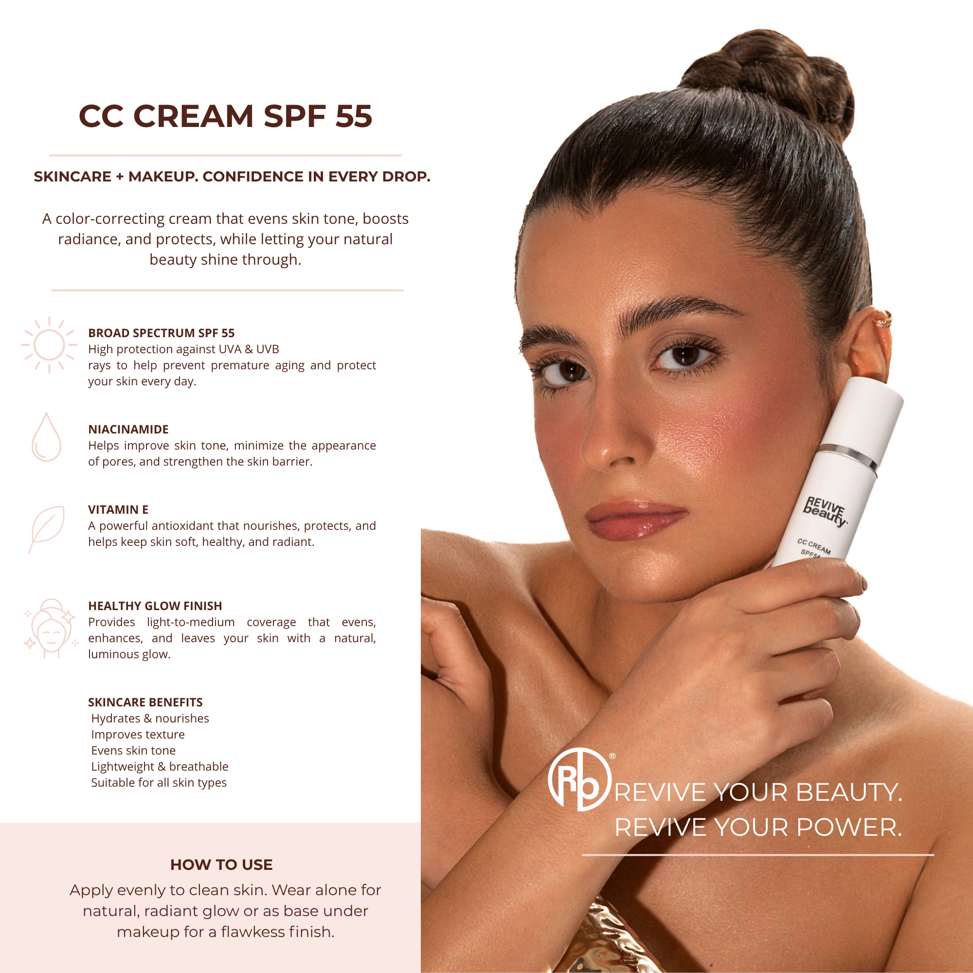 Revive Beauty CC Cream SPF 55 Skincare and coverage in one