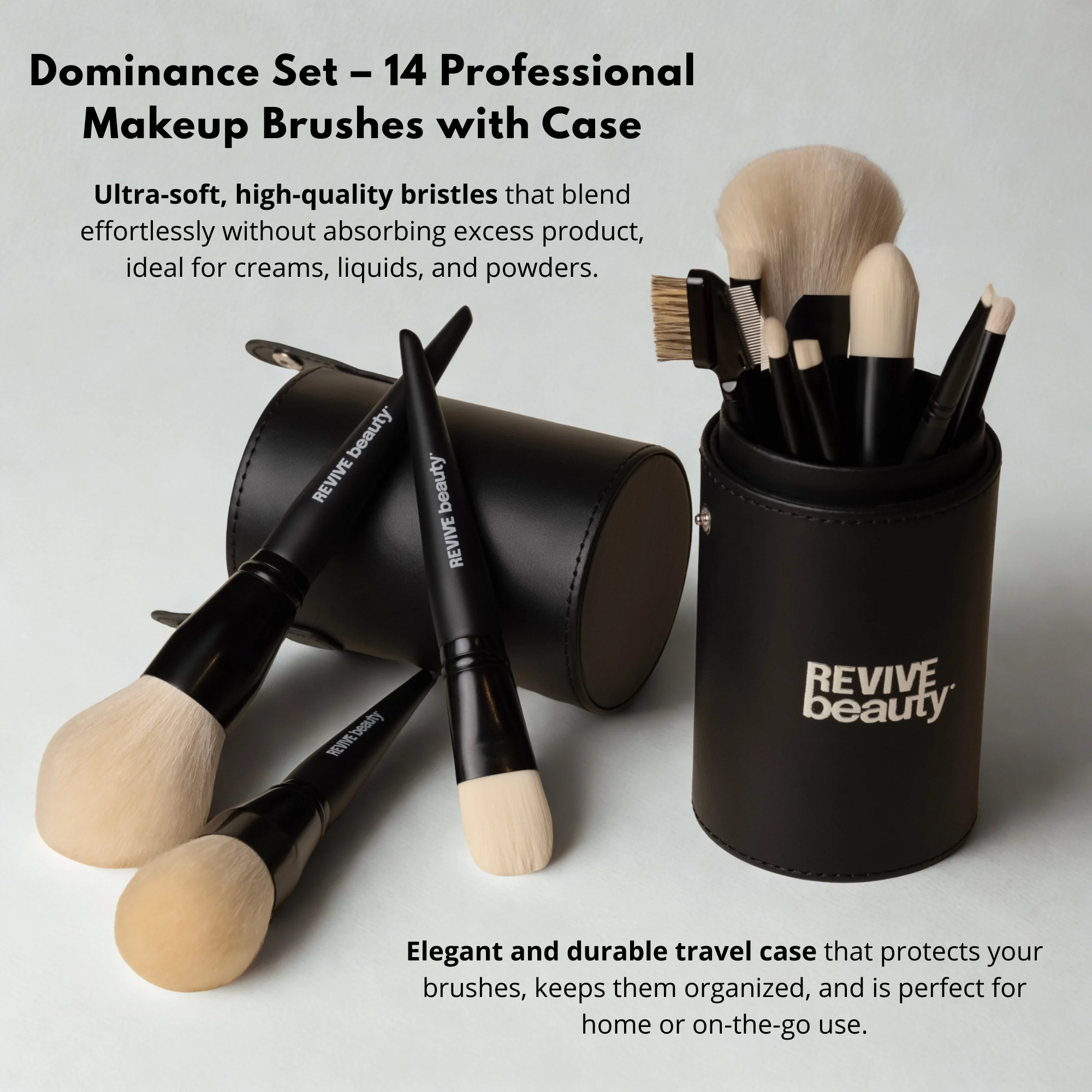 REVIVE Beauty-Dominance set-14 Piece Professional Brush set with Case